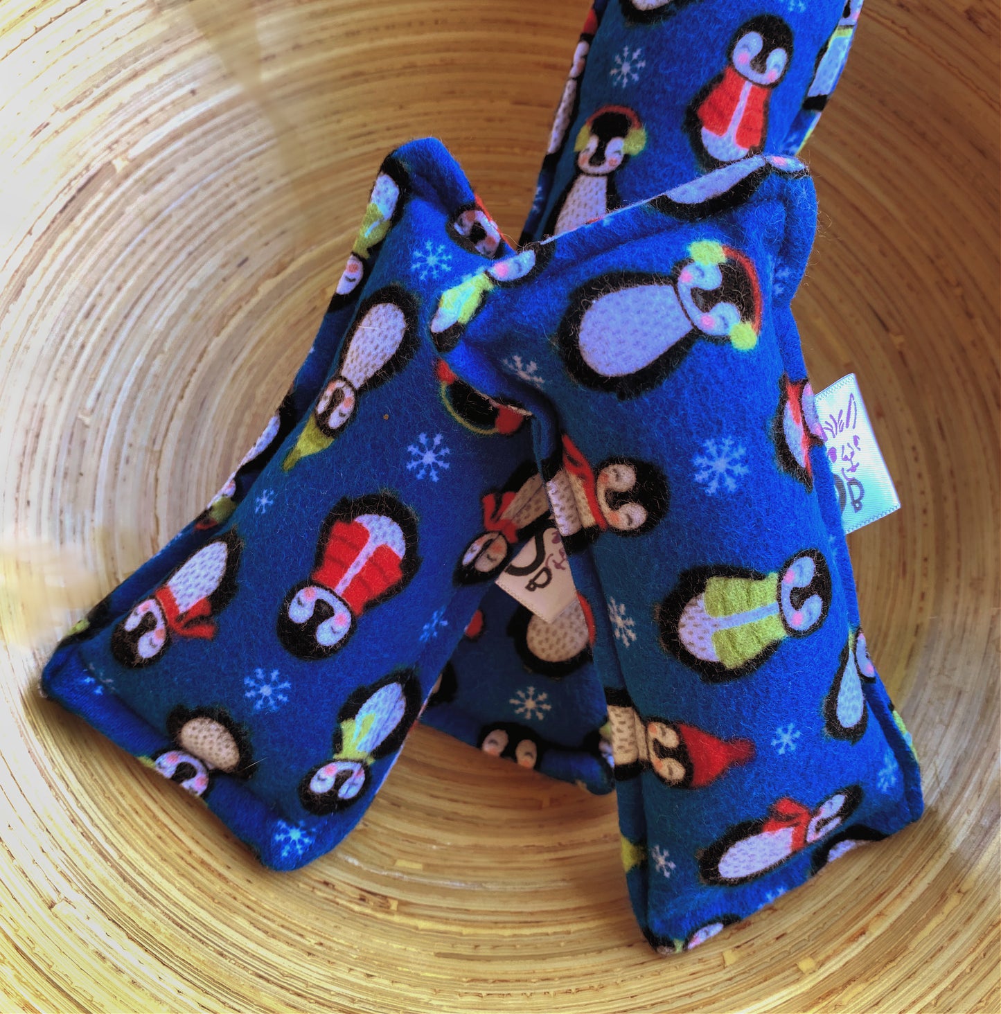 Flannel Kitty Nip Kicker Catnip Toy in Bundle Buddies Penguins in Blue - 2 Sizes!