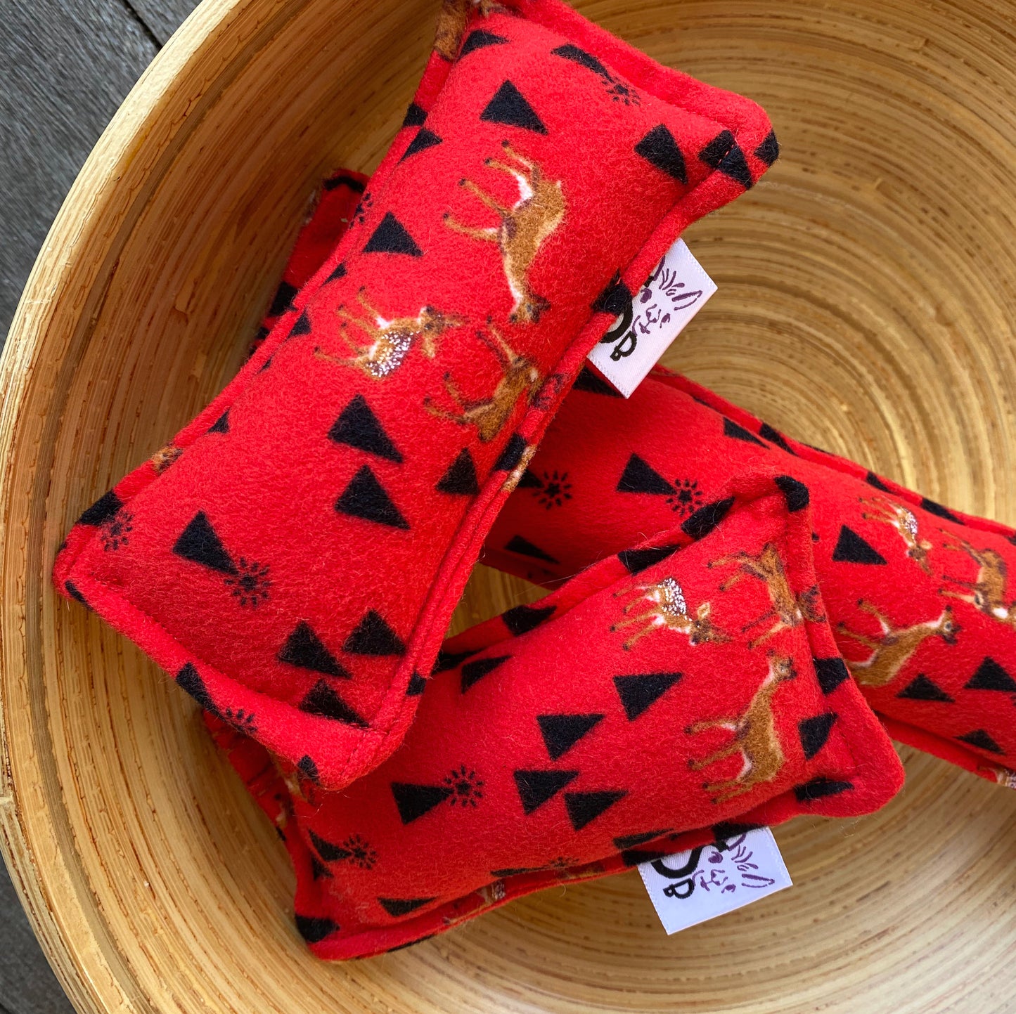 Flannel Kitty Nip Kicker Catnip Toy in Red Holly Berry Road Trip - 2 Sizes!