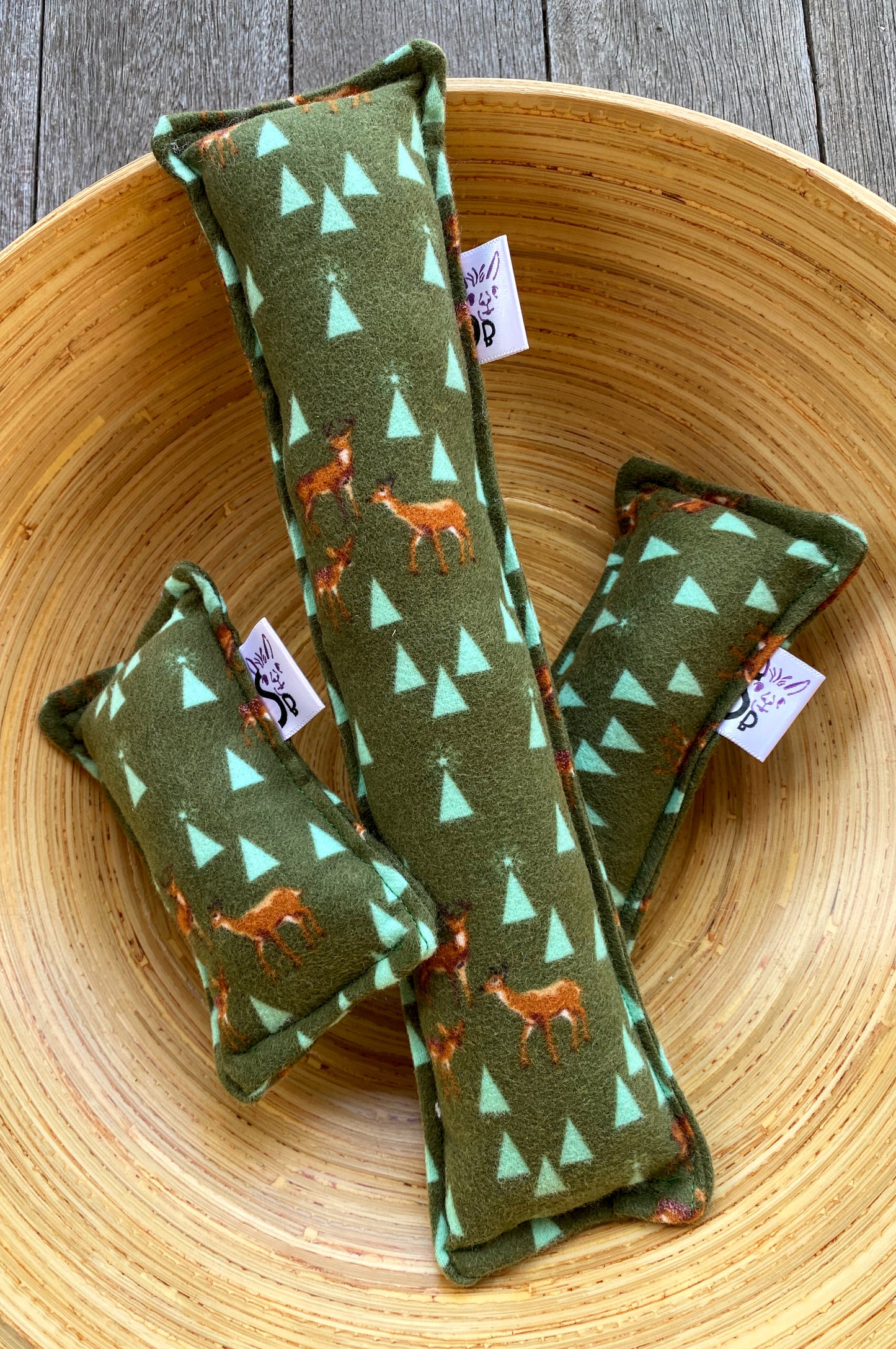 Flannel Kitty Nip Kicker Catnip Toy in Green Pine Fresh Road Trip - 2 Sizes!
