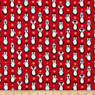 Flannel Kitty Nip Kicker Catnip Toy in Bundle Buddies Penguins in Red - 2 Sizes!