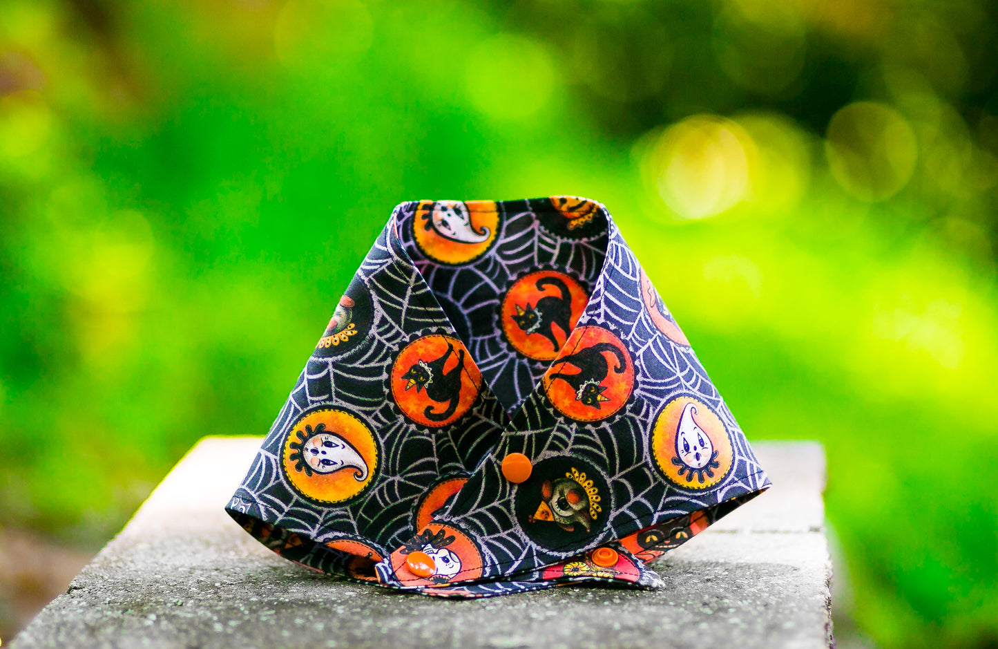 Dog Bandanna Halloween Saucers on Spider Webs