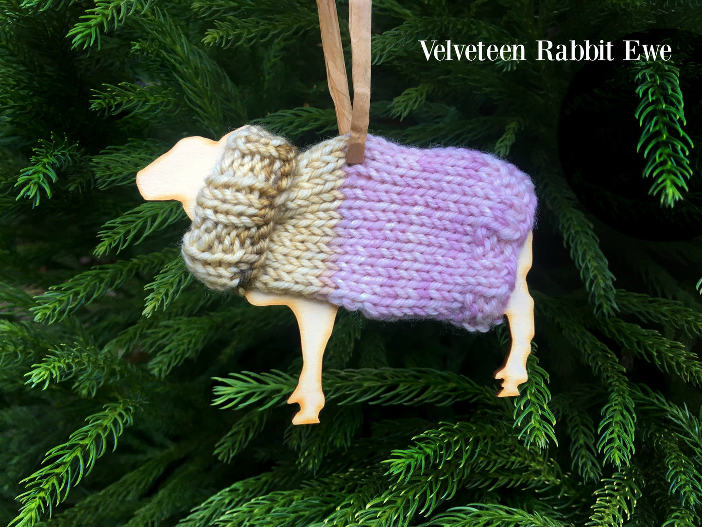 Holiday Decorations Ornaments Family of Sheep in Handknit Sweaters