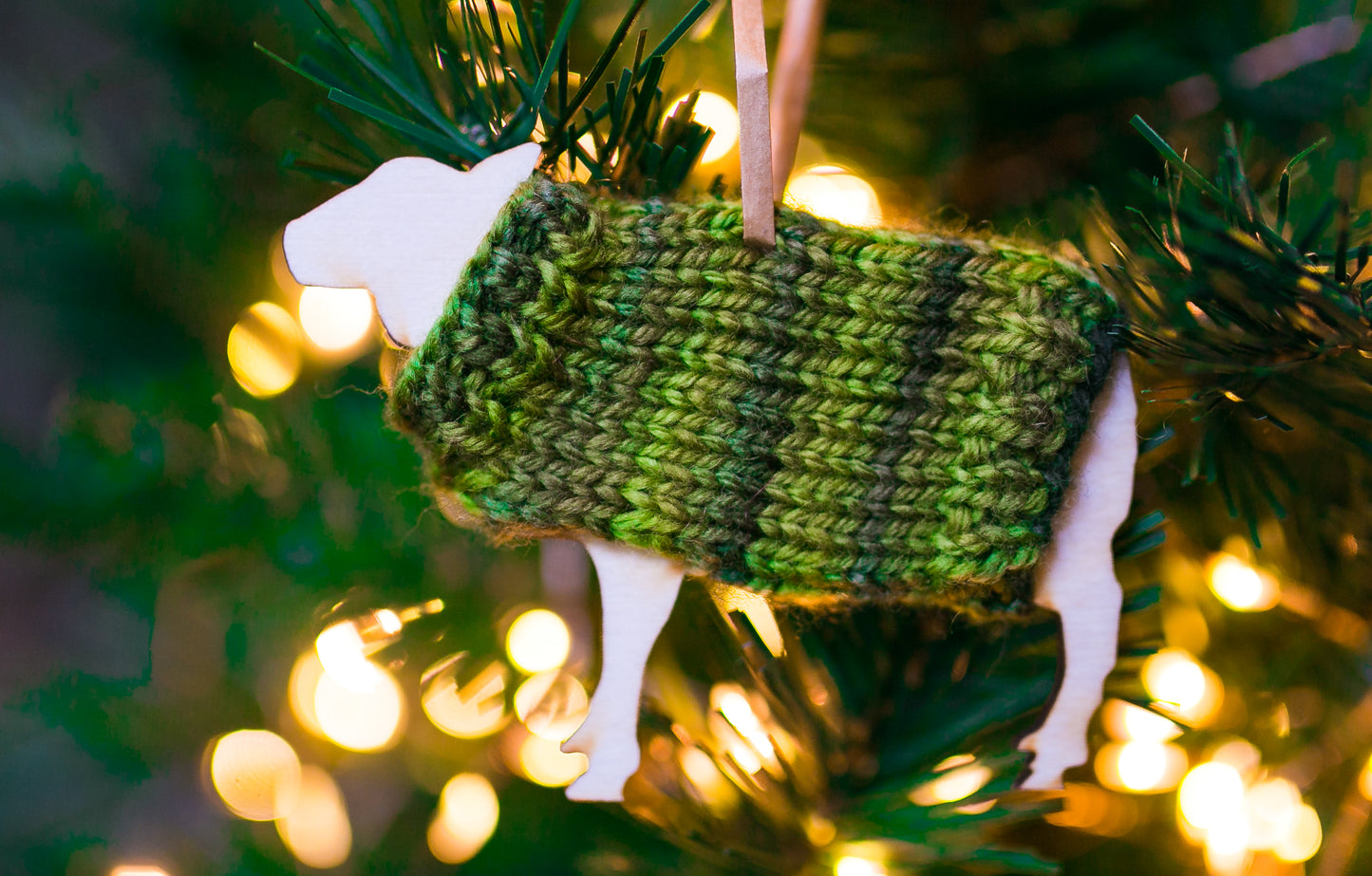 Holiday Decorations Ornaments Family of Sheep in Handknit Sweaters