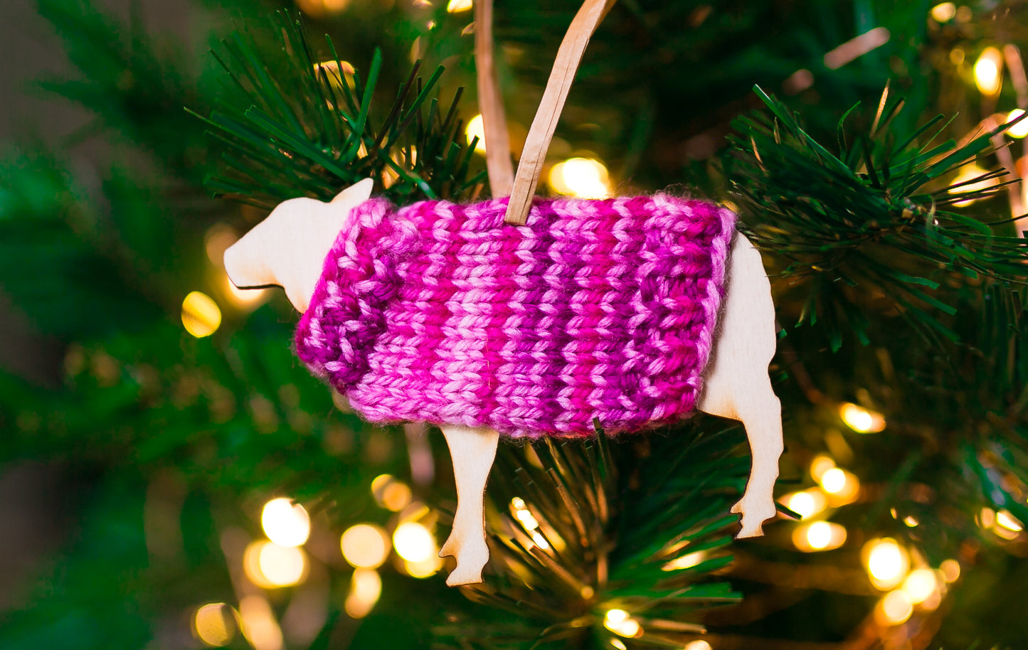 Holiday Decorations Ornaments Family of Sheep in Handknit Sweaters