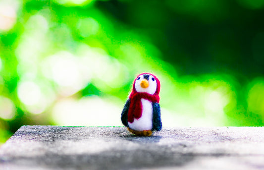 Felted Wool Penguin Cat Toy in Red - With or Without Catnip