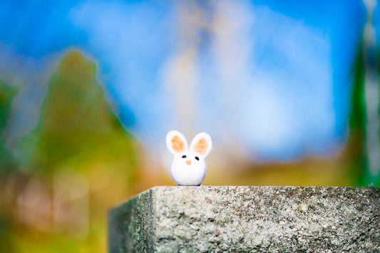 Felted Wool Bunny Head Cat Toy in Latte - With or Without Catnip