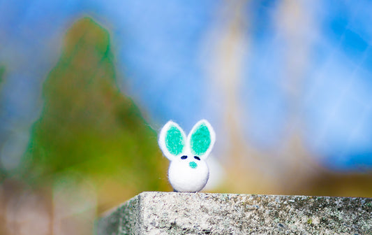 Felted Wool Bunny Head Cat Toy in Swan - With or Without Catnip