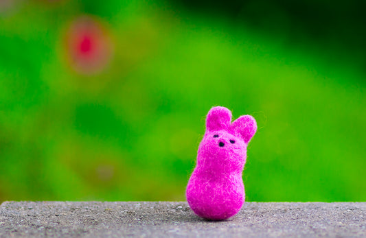 Felted Wool Bunny Cat Toy in Foxglove - With or Without Catnip