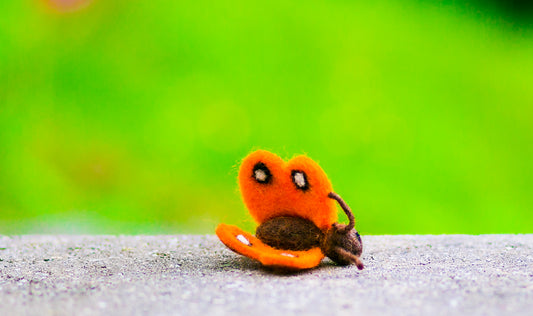 Karma Cat Backyard Friends Felted Butterfly in Brown