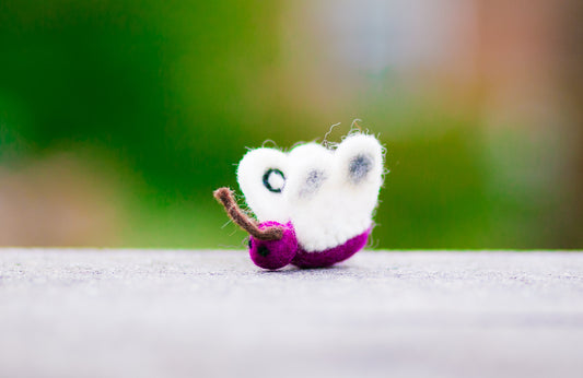 Karma Cat Backyard Friends Felted Butterfly in Purple