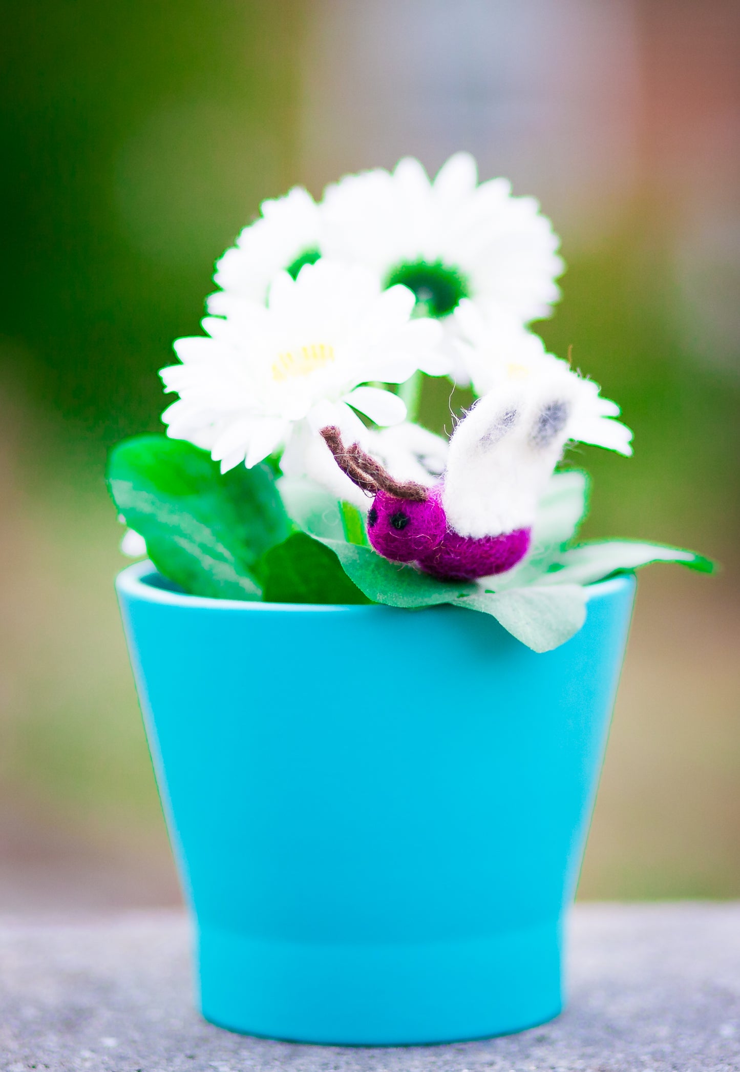 Karma Cat Backyard Friends Felted Butterfly in Green