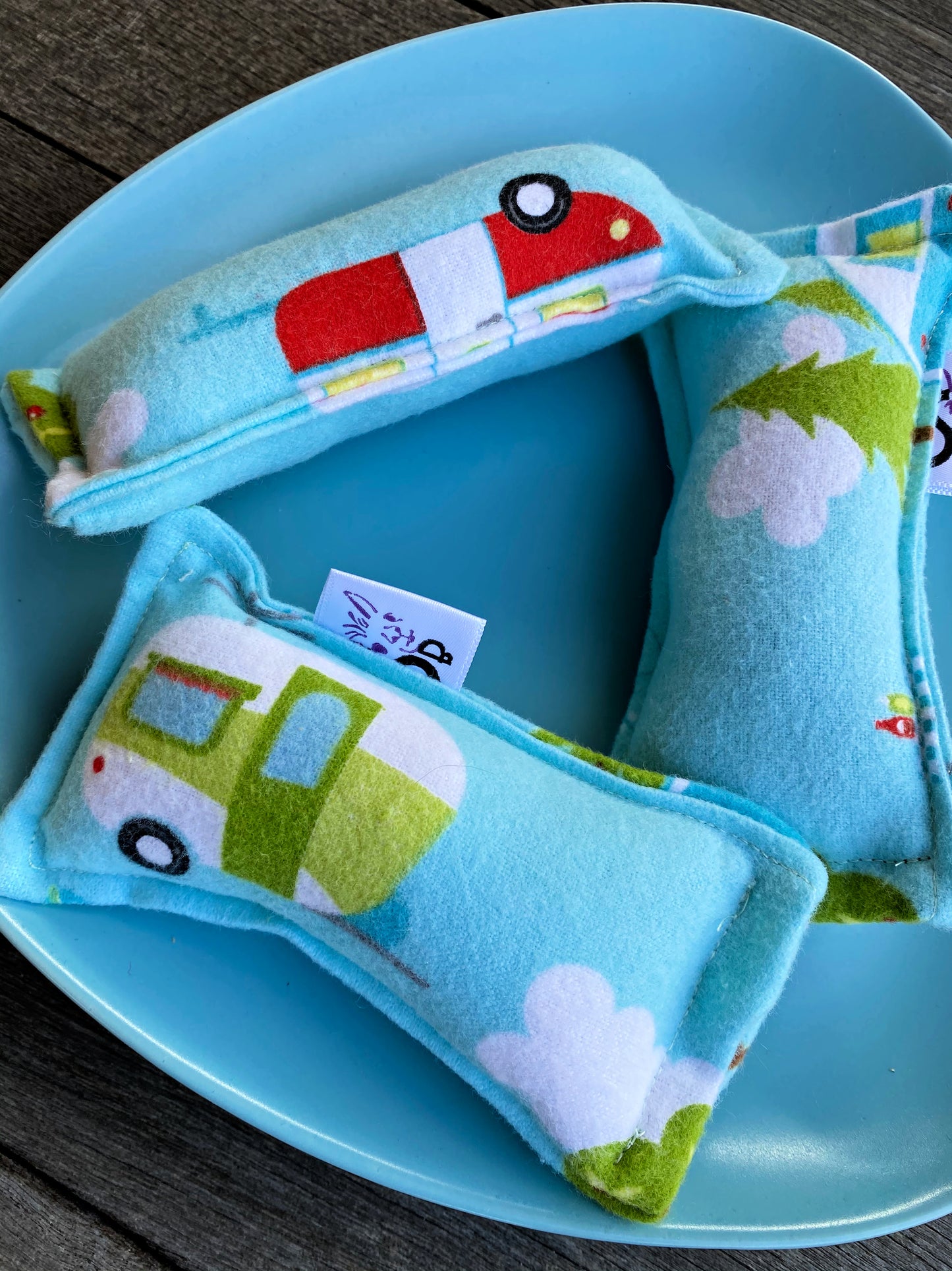 Flannel Mini Kitty Nip Kicker Catnip Toy in Aqua Glamper