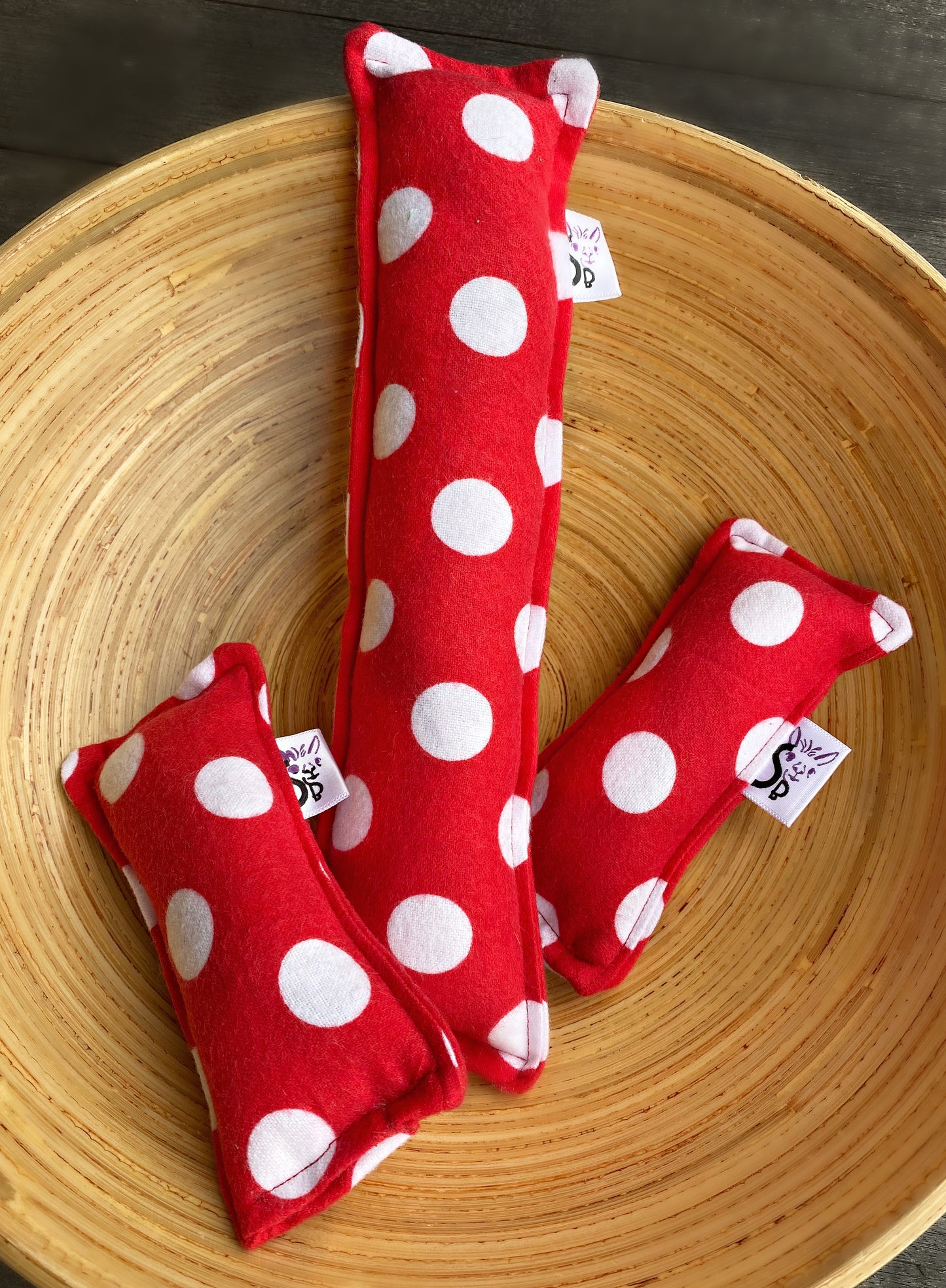 Flannel Kitty Nip Kicker Catnip Toy Red Polka Dots - 2 Sizes!