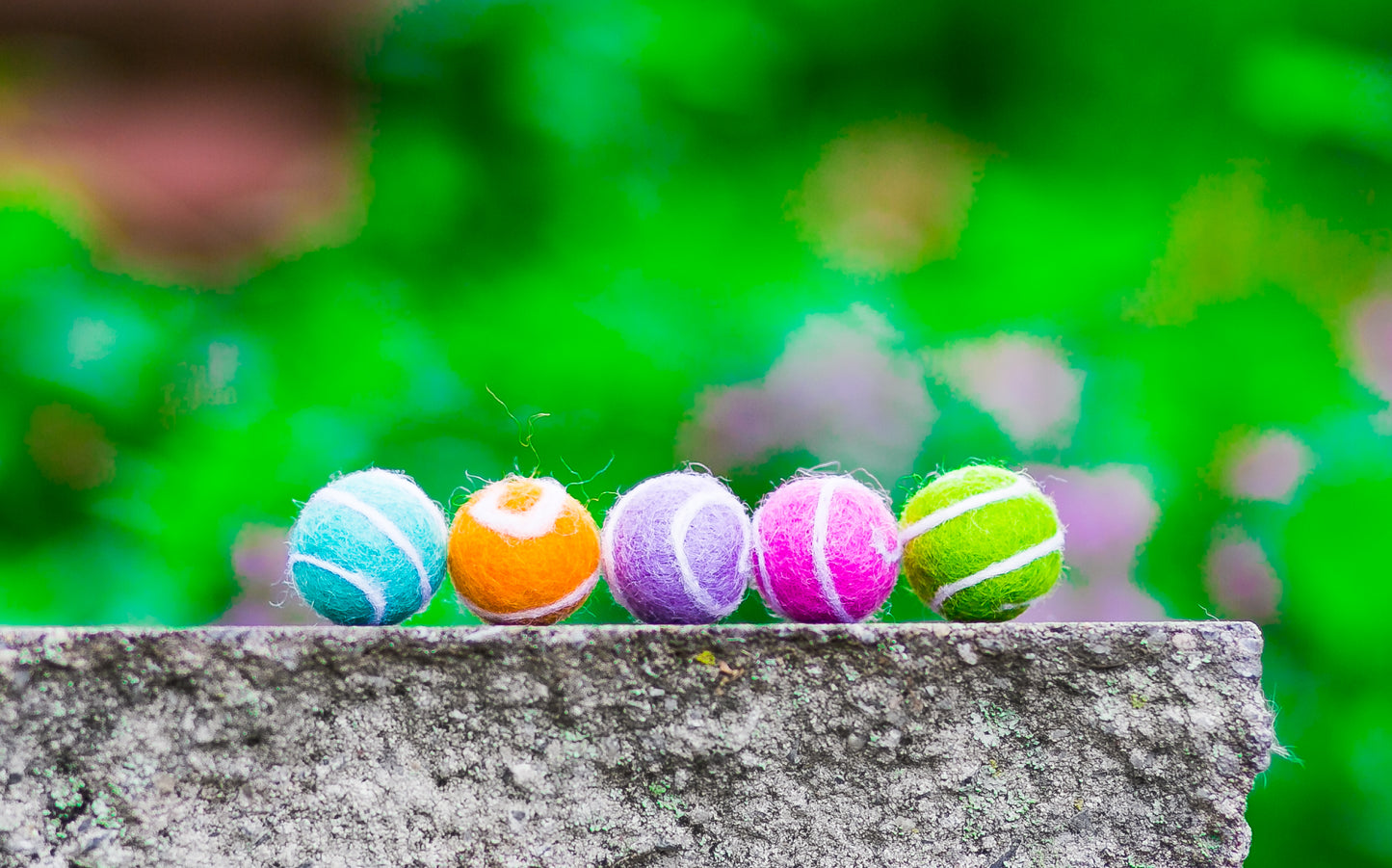 Fuzz/Fetch! Macro Mini Merino Swirled Wool Balls Toy for Cats 5 Pack
