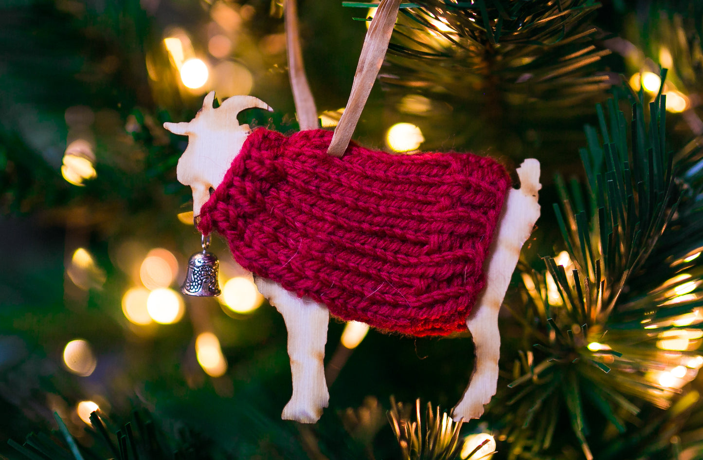 Holiday Decorations Ornaments Goats in Handknit Sweaters