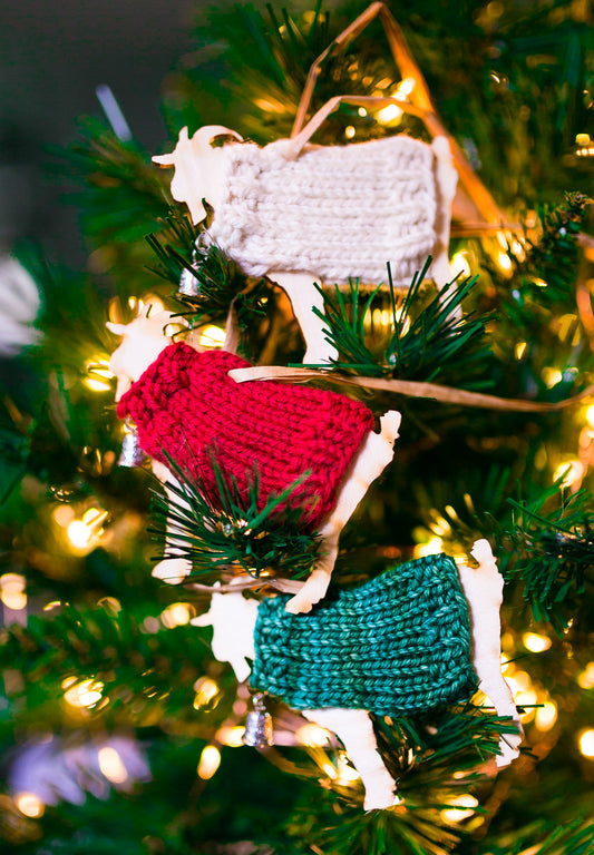 Holiday Decorations Ornaments Goats in Handknit Sweaters