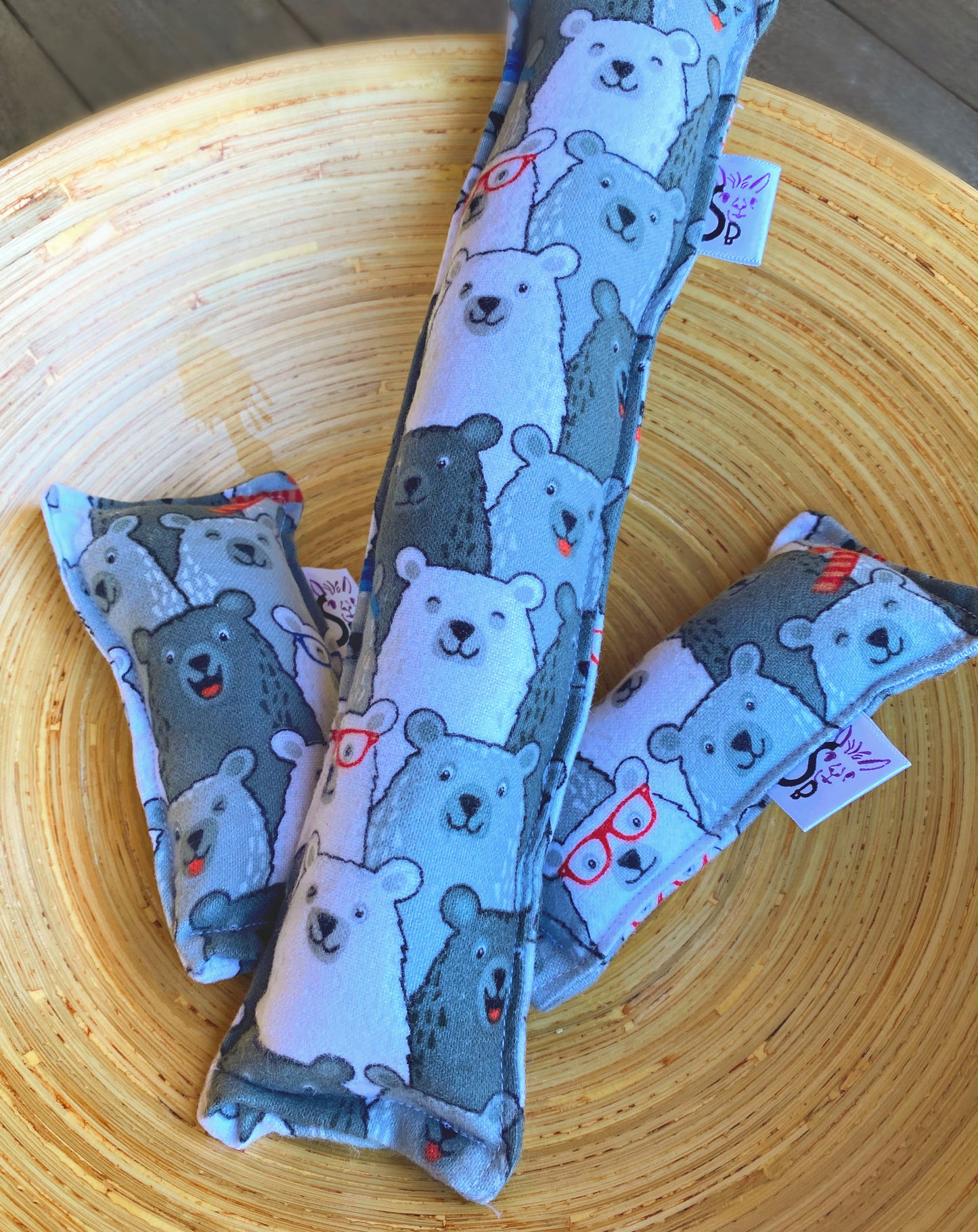 Flannel Kitty Nip Kicker Catnip Toy in Cubby Bear Happy Bears - 2 Sizes!