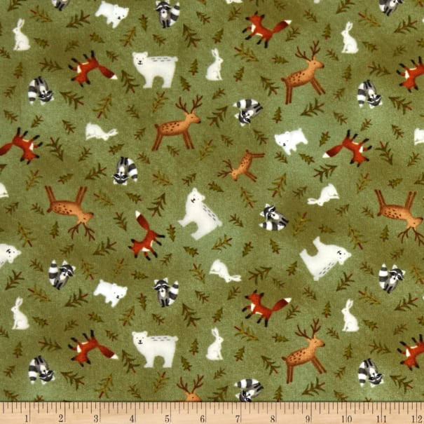 Flannel Kitty Nip Kicker Catnip Toy Green Tossed Forest Animals