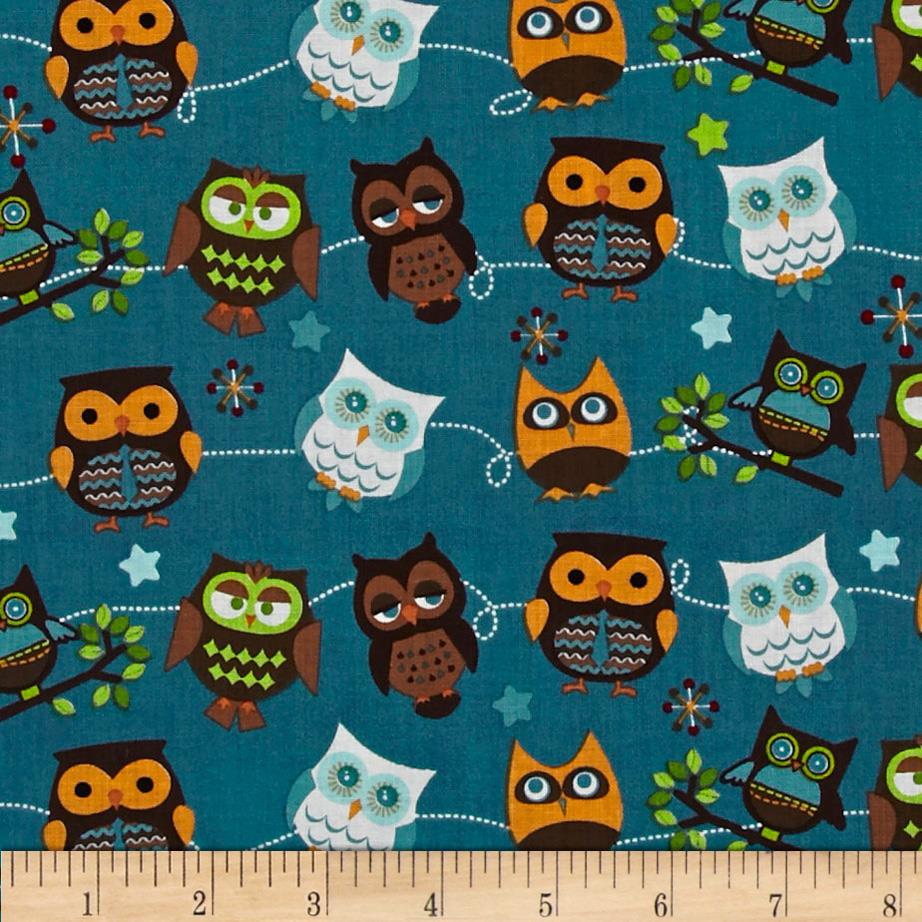 Flannel Mini Kitty Nip Kicker Catnip Toy in Teal Hoot Owl Role Call