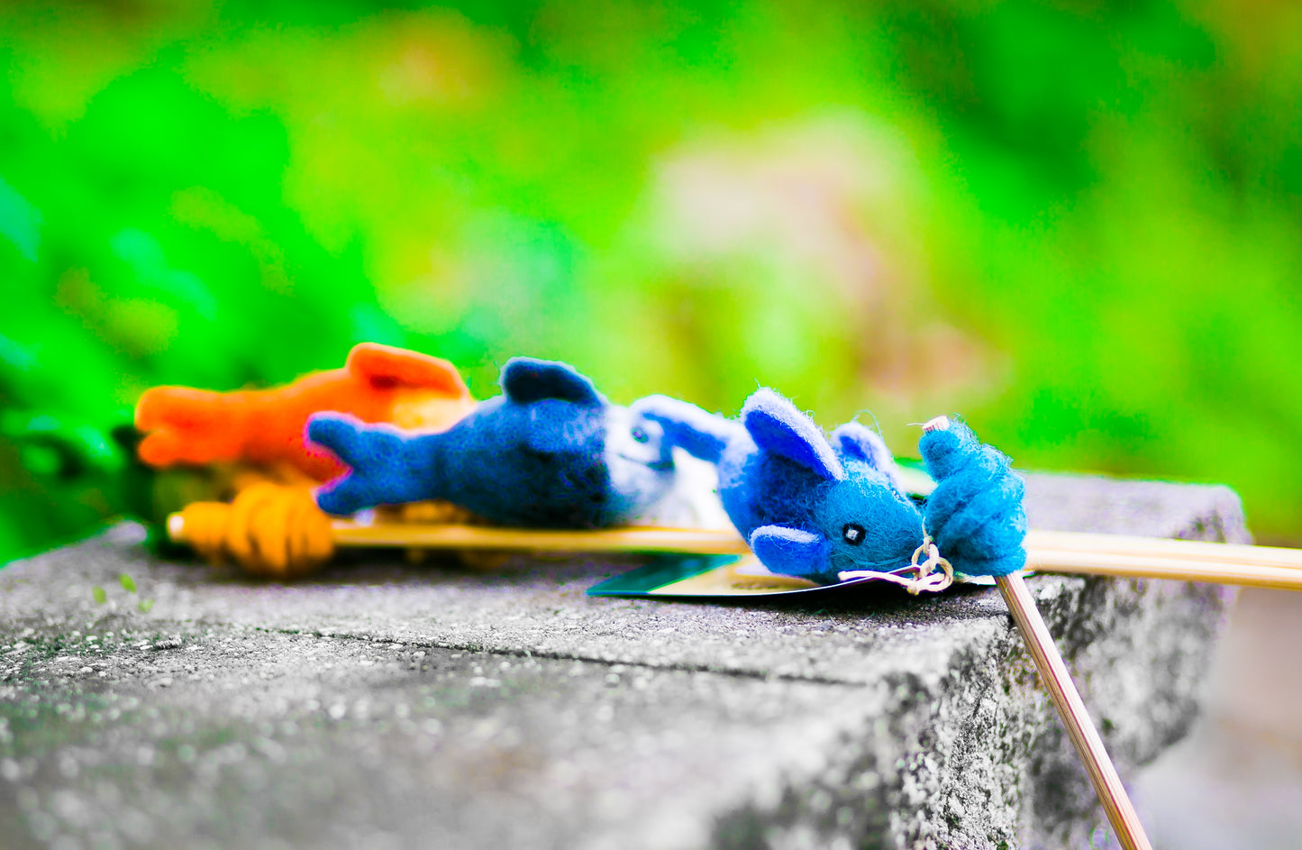 Karma Cat Cat Teaser Felted Wool Fish in Blue