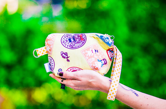 Cosmetic Bag Dog Leash Bag Wristlet Purse with Foodsafe Waterproof Lining Kokka Japan Lucky Rabbit