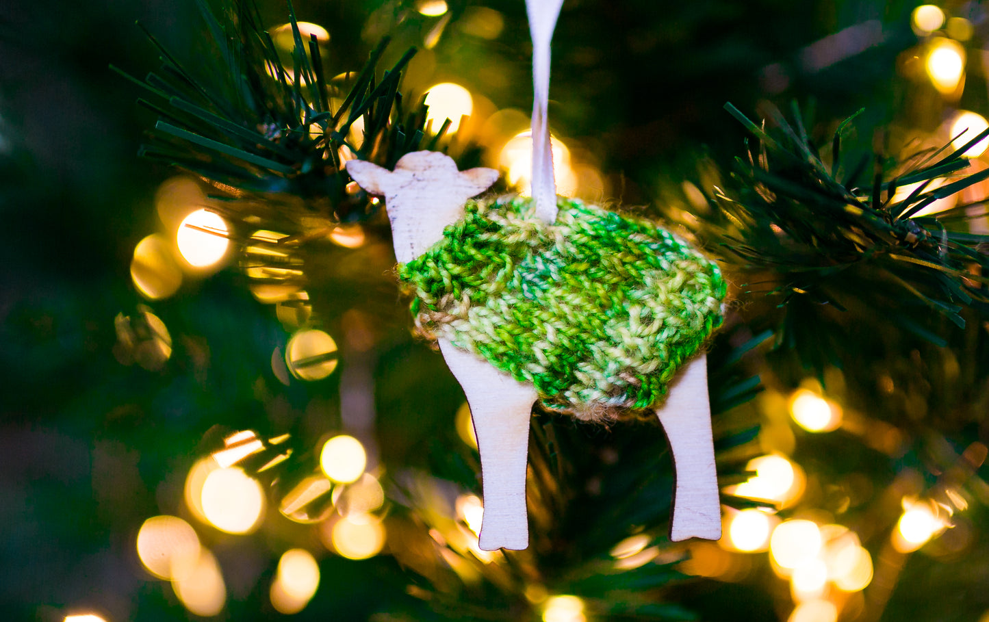 Holiday Decorations Ornaments Family of Sheep in Handknit Sweaters