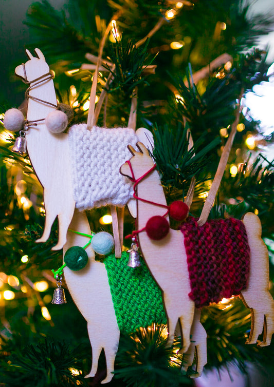 Holiday Decorations Ornaments Llamas in Traditional Dress