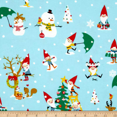 Flannel Kitty Nip Kicker Catnip Toy in Aqua Gnome for the Festive Season