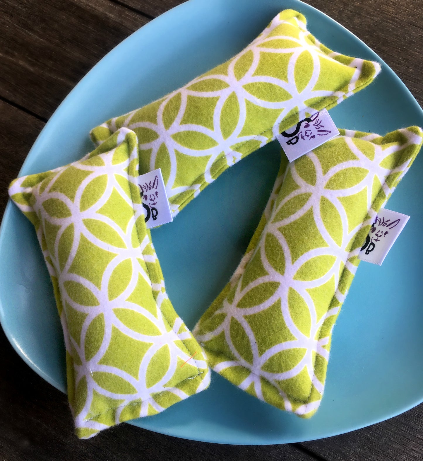 Flannel Mini Kitty Nip Kicker Catnip Toy in Lime Lattice