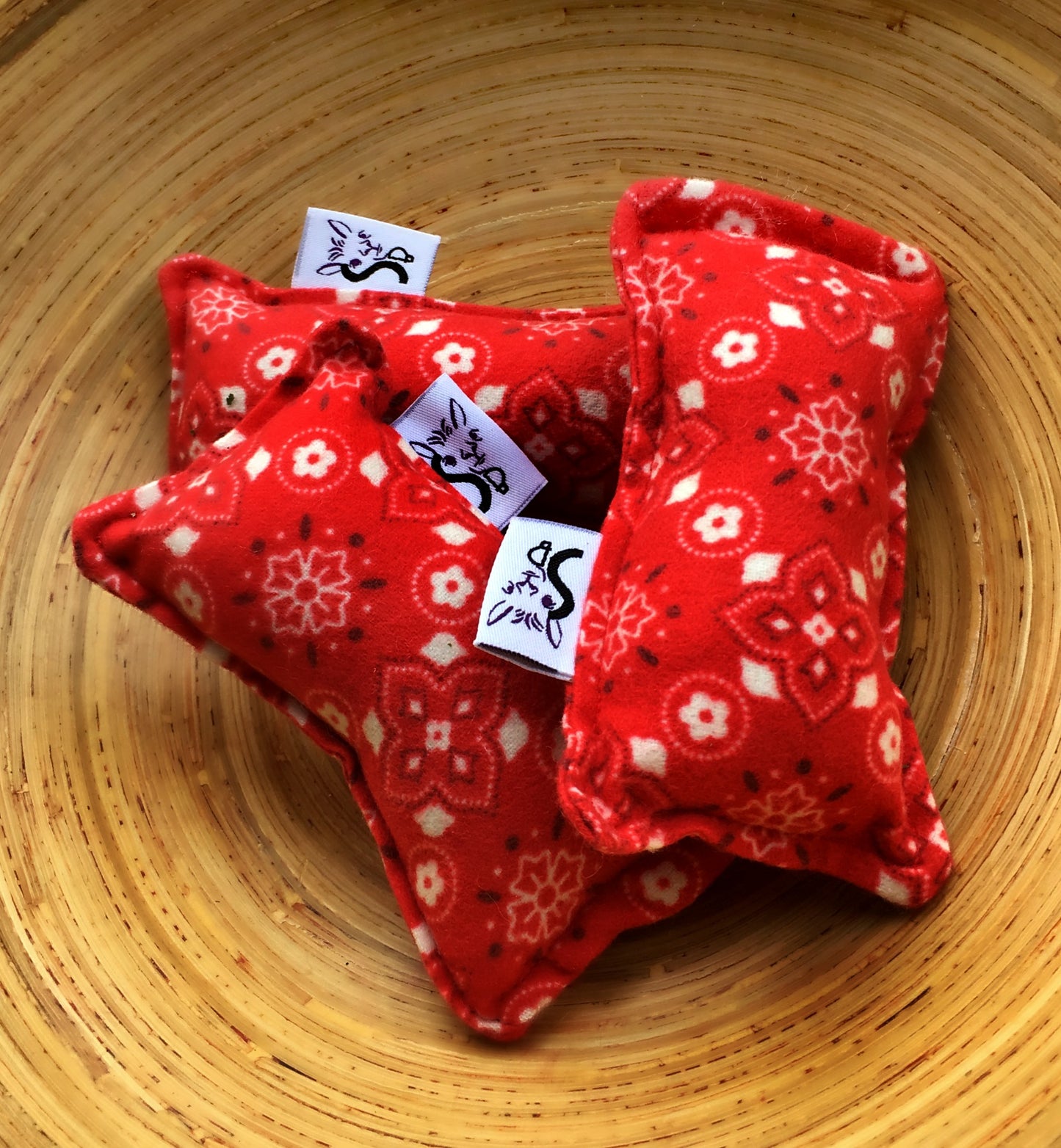 Flannel Mini Kitty Nip Kicker Catnip Toy in Red Sasparilla Bandanna