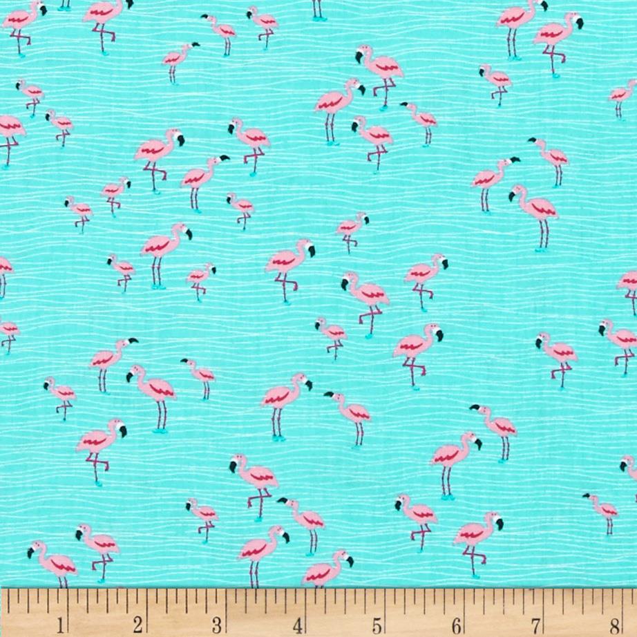 Fun Standard Treat and Pickup Bags Carry Pouch Aqua Mini Flamingos LAST ONE