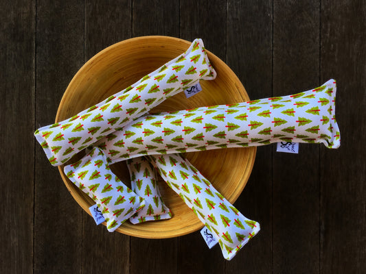 Twill Kitty Nip Kicker Catnip Cat Toy in Chartreuse & Lipstick Christmas Trees - 3 SIZES!