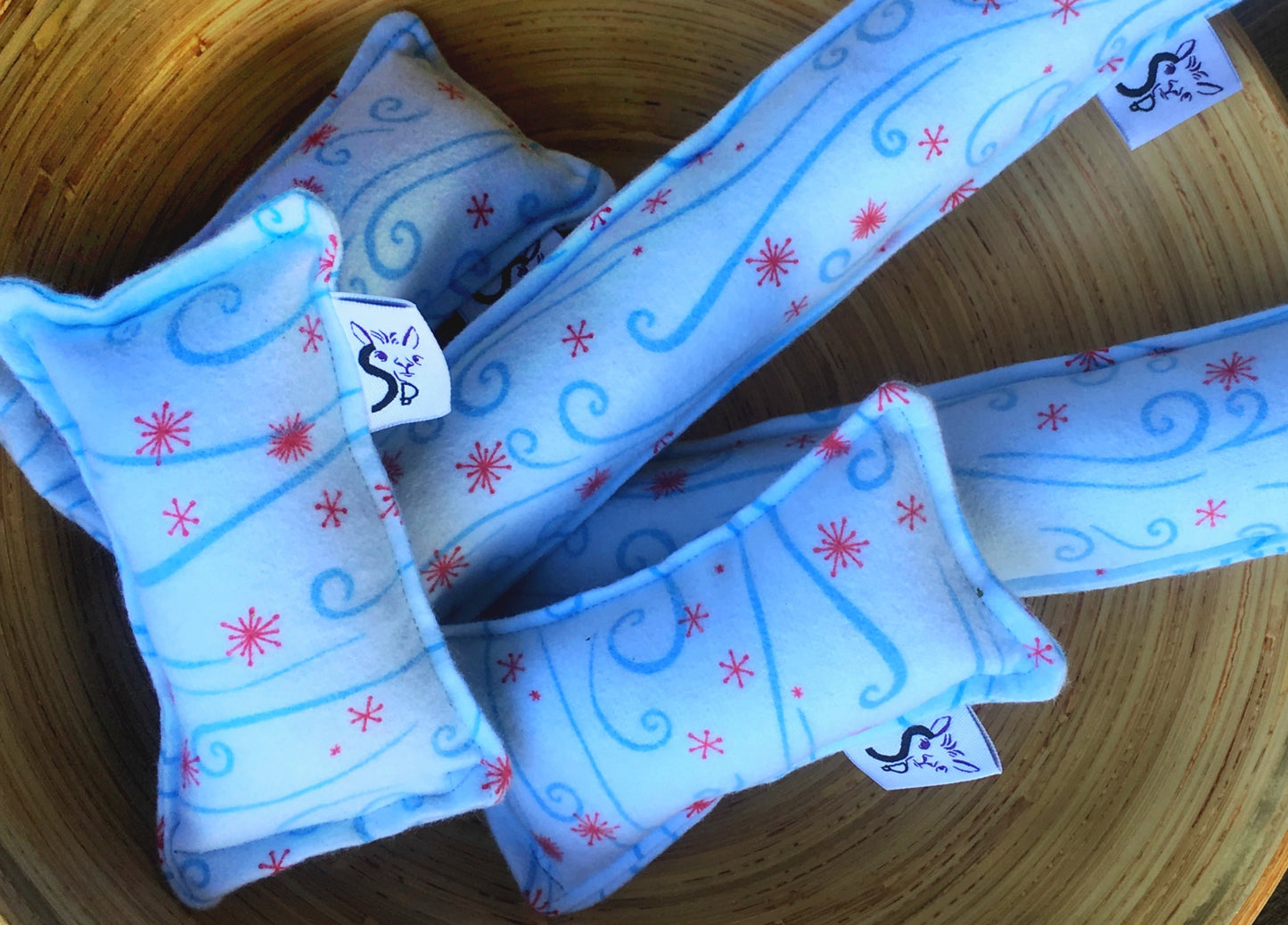 Flannel Kitty Nip Kicker Catnip Toy in Frost Blue Starry Swirls Snow Buddies - 2 Sizes!