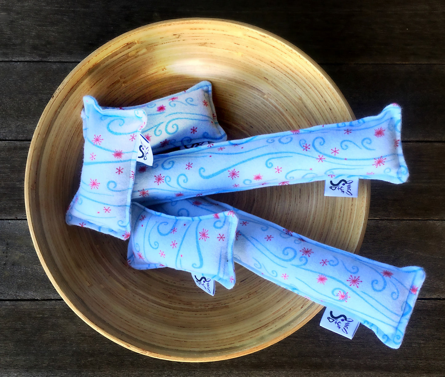 Flannel Kitty Nip Kicker Catnip Toy in Frost Blue Starry Swirls Snow Buddies - 2 Sizes!