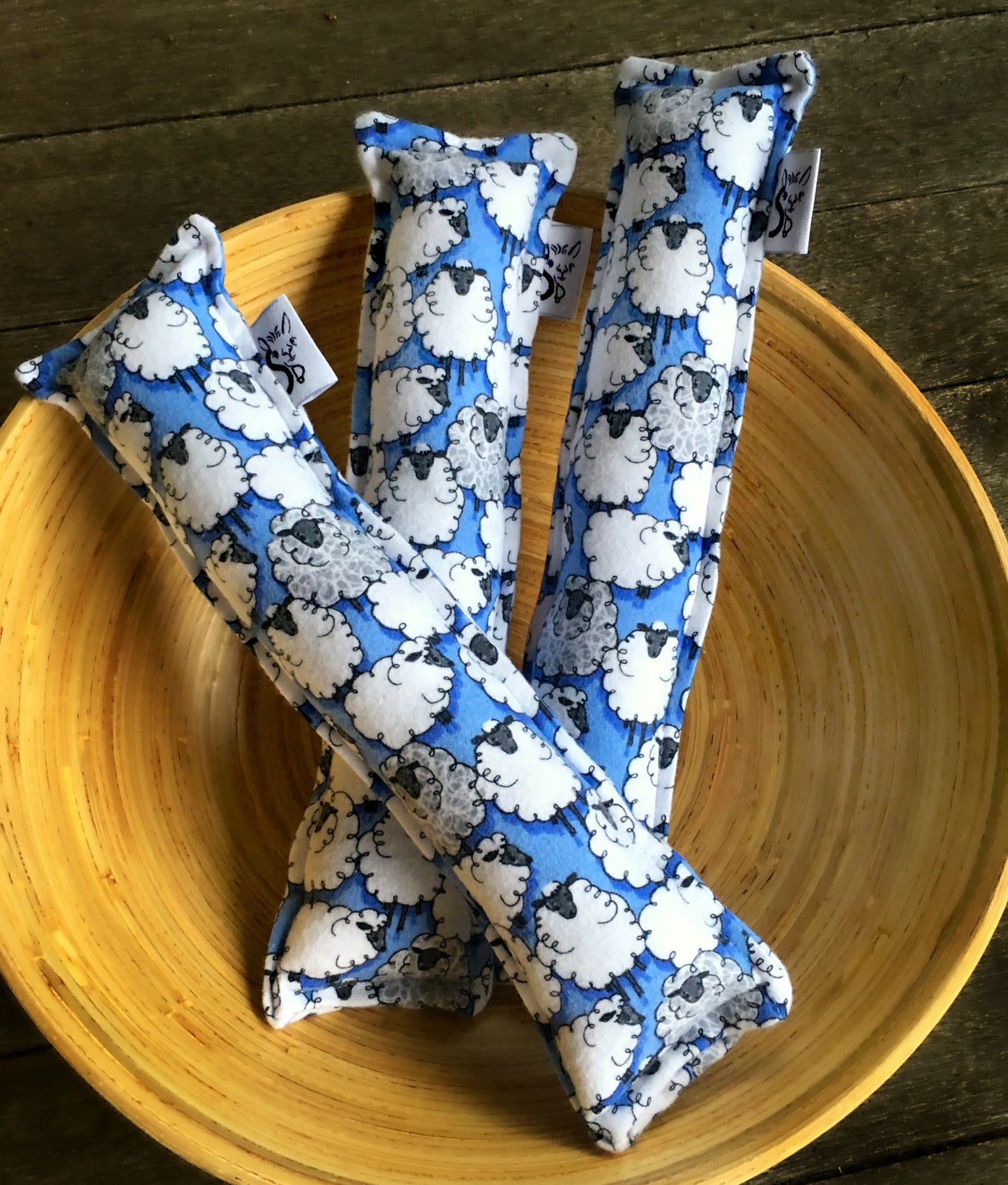 Flannel Kitty Nip Kicker Catnip Toy in Sheepish Blue