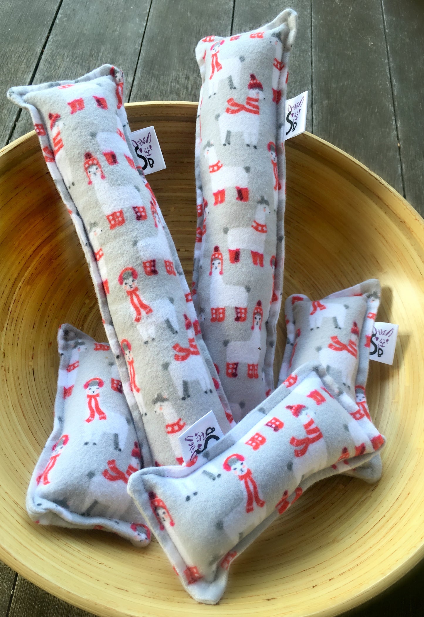 Flannel Kitty Nip Kicker Catnip Toy in Bundle Buddies Llamas in Grey - 2 Sizes!