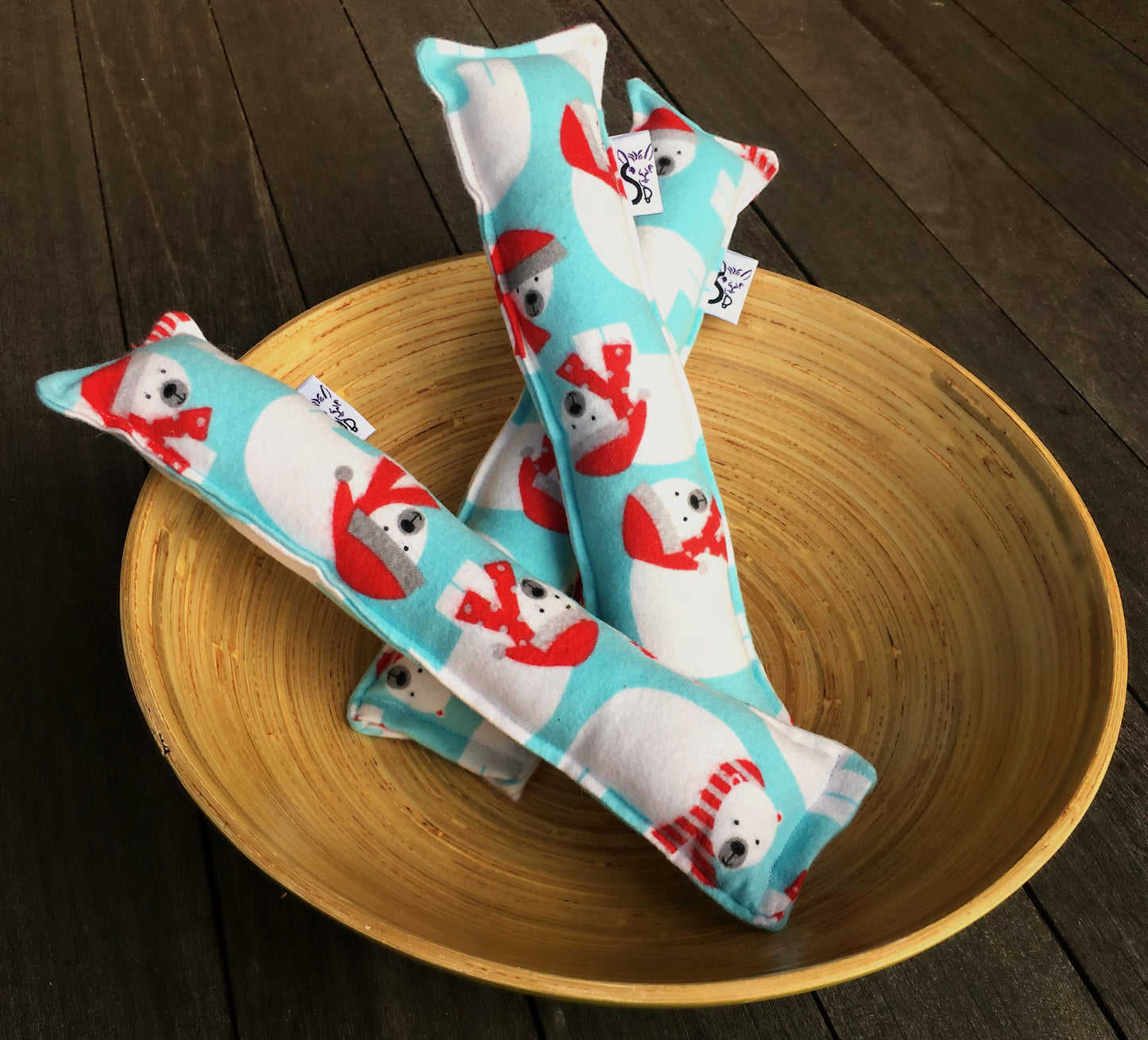 Flannel Kitty Nip Kicker Catnip Toy in Jingle Glacial Polar Bears - 2 Sizes - LAST ONES!