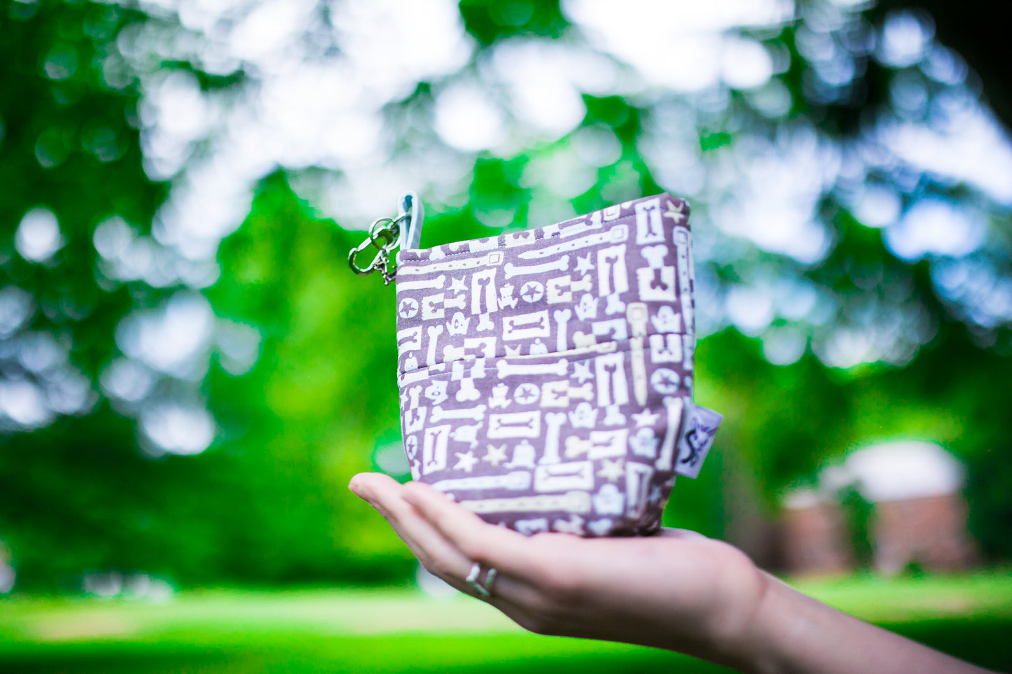 Fun Premium Treat and Pickup Bags Carry Pouch Food Safe Waterproof Lining Choice of Clasps Collarbone Dog Bones LAST ONES