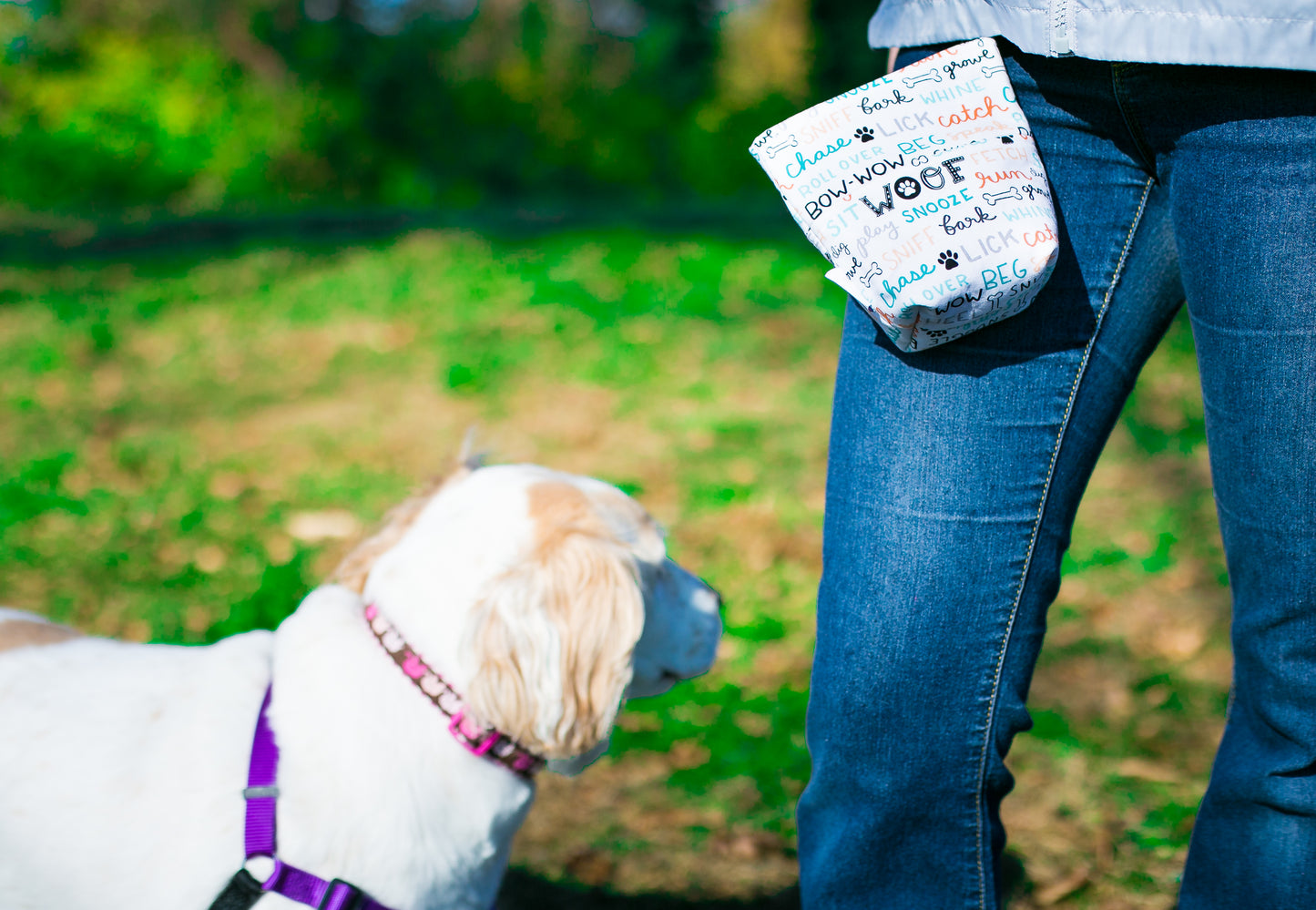 Fun Premium Treat and Pickup Bags Carry Pouch Food Safe Waterproof Lining Choice of Clasps Dog Lover Words OUT OF PRINT