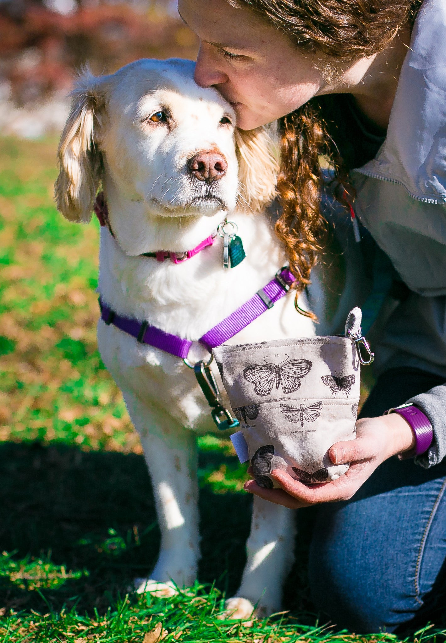 Fun Standard Treat and Pickup Bags Carry Pouch Eclectic Elements Butterflight Butterfly Taupe