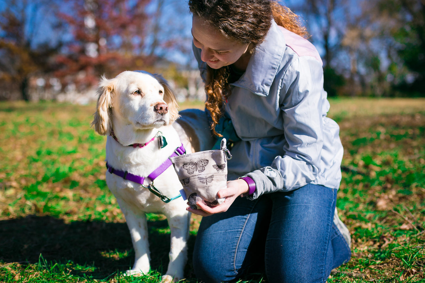 Fun Standard Treat and Pickup Bags Carry Pouch Eclectic Elements Butterflight Butterfly Taupe