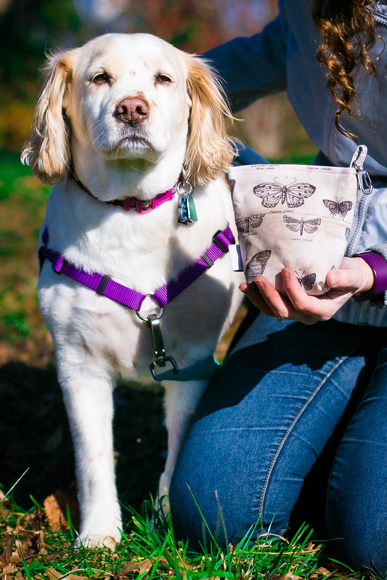 Fun Standard Treat and Pickup Bags Carry Pouch Eclectic Elements Butterflight Butterfly Taupe