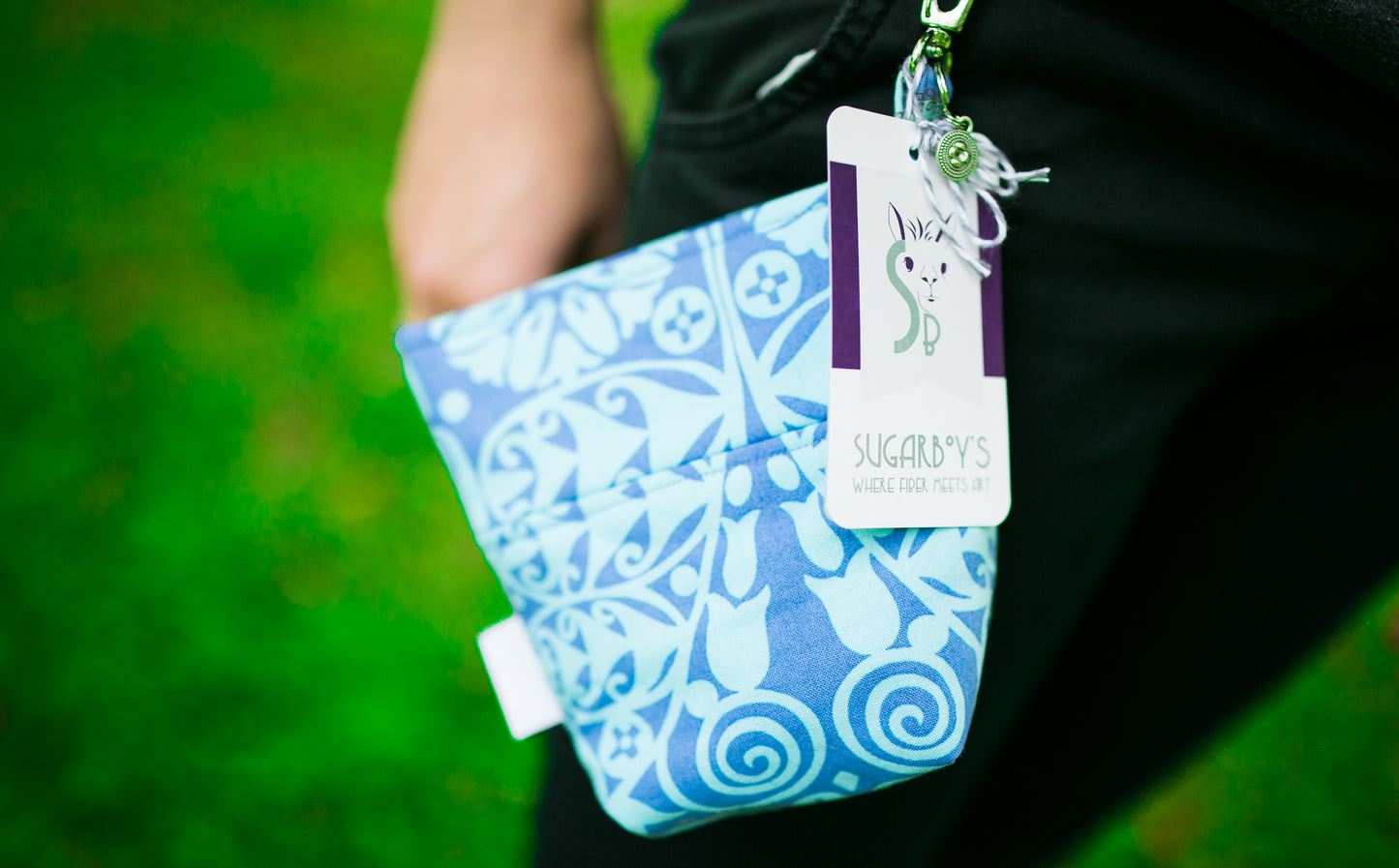 Fun Premium Treat and Pickup Bags Carry Pouch Food Safe Waterproof Lining Choice of Clasps Blue Ocean Blooms