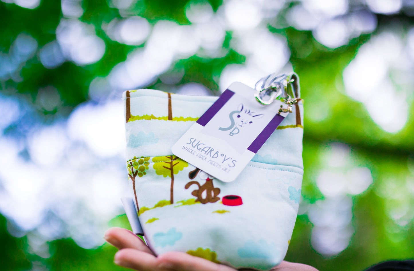 Fun Premium Treat and Pickup Bags Carry Pouch Food Safe Waterproof Lining Choice of Clasps Puppy Time Puppy Park Blue