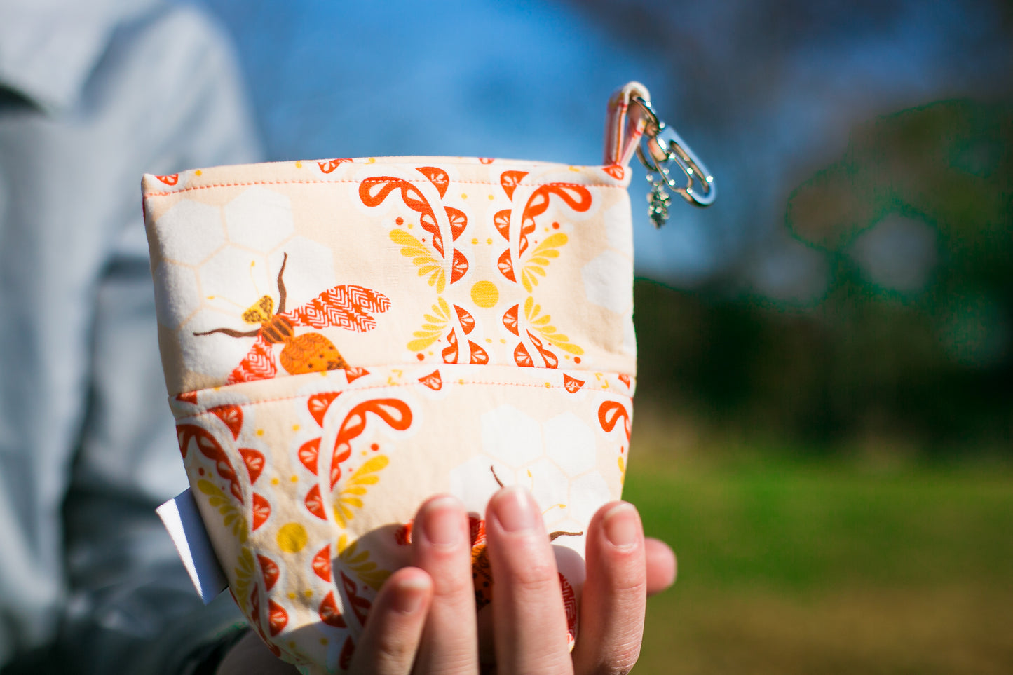 Fun Premium Treat and Pickup Bags Carry Pouch Food Safe Waterproof Lining Choice of Clasps Sweet as Honey Bees