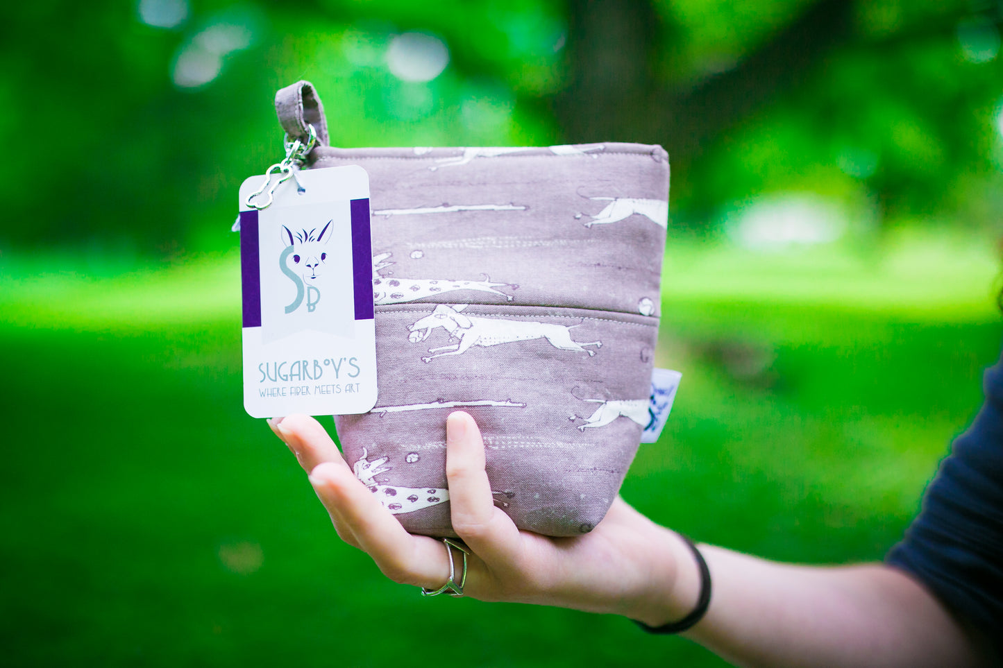 Fun Premium Treat and Pickup Bags Carry Pouch Food Safe Waterproof Lining Choice of Clasps Unleashed Gray Dogs