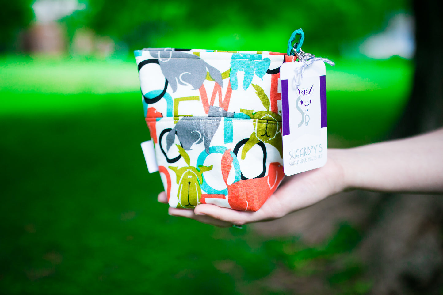 Fun Premium Treat and Pickup Bags Carry Pouch Food Safe Waterproof Lining Choice of Clasps Woof