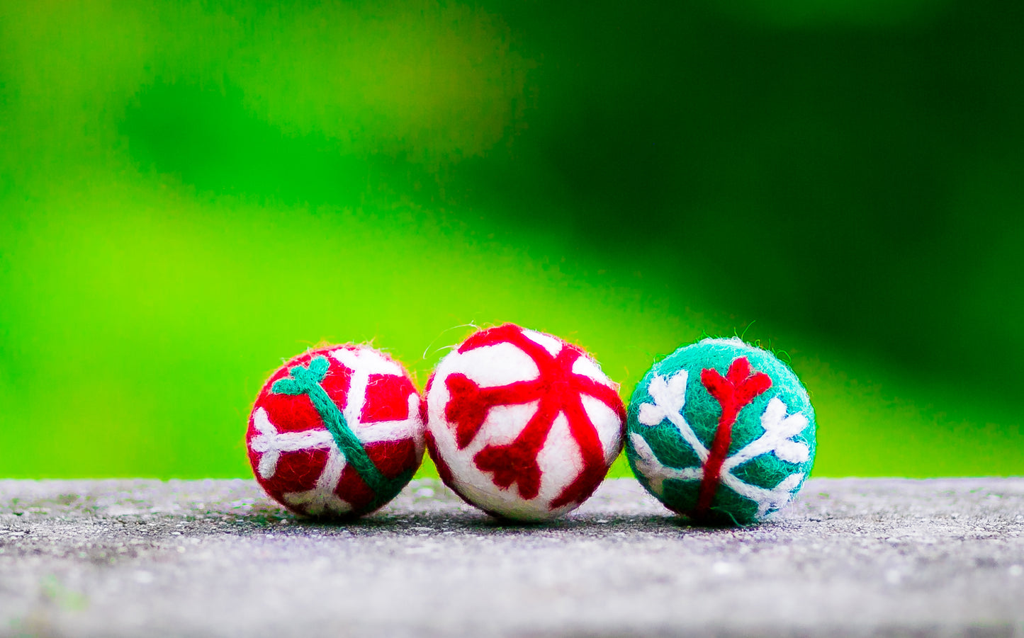 Karma Cat Felted Wool Stitched Balls Christmas Cat Toy Trio