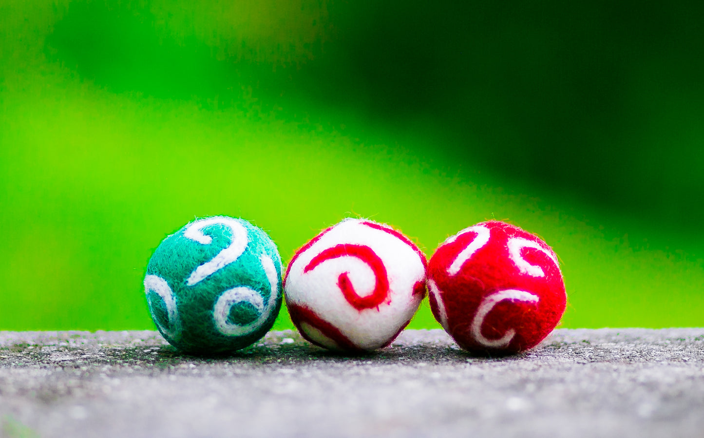 Karma Cat Felted Wool Stitched Balls Christmas Cat Toy Trio