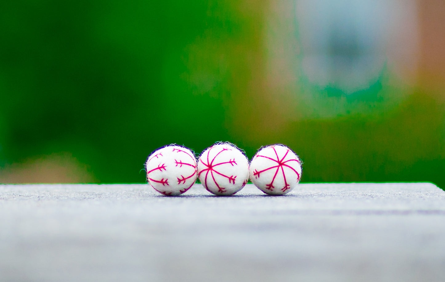 Fuzz/Fetch! Mini Wool Balls Toy for Cats/Small Dogs 3 Pack Scandinavian Stitched Design